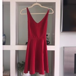 Red silk dress with matching belt